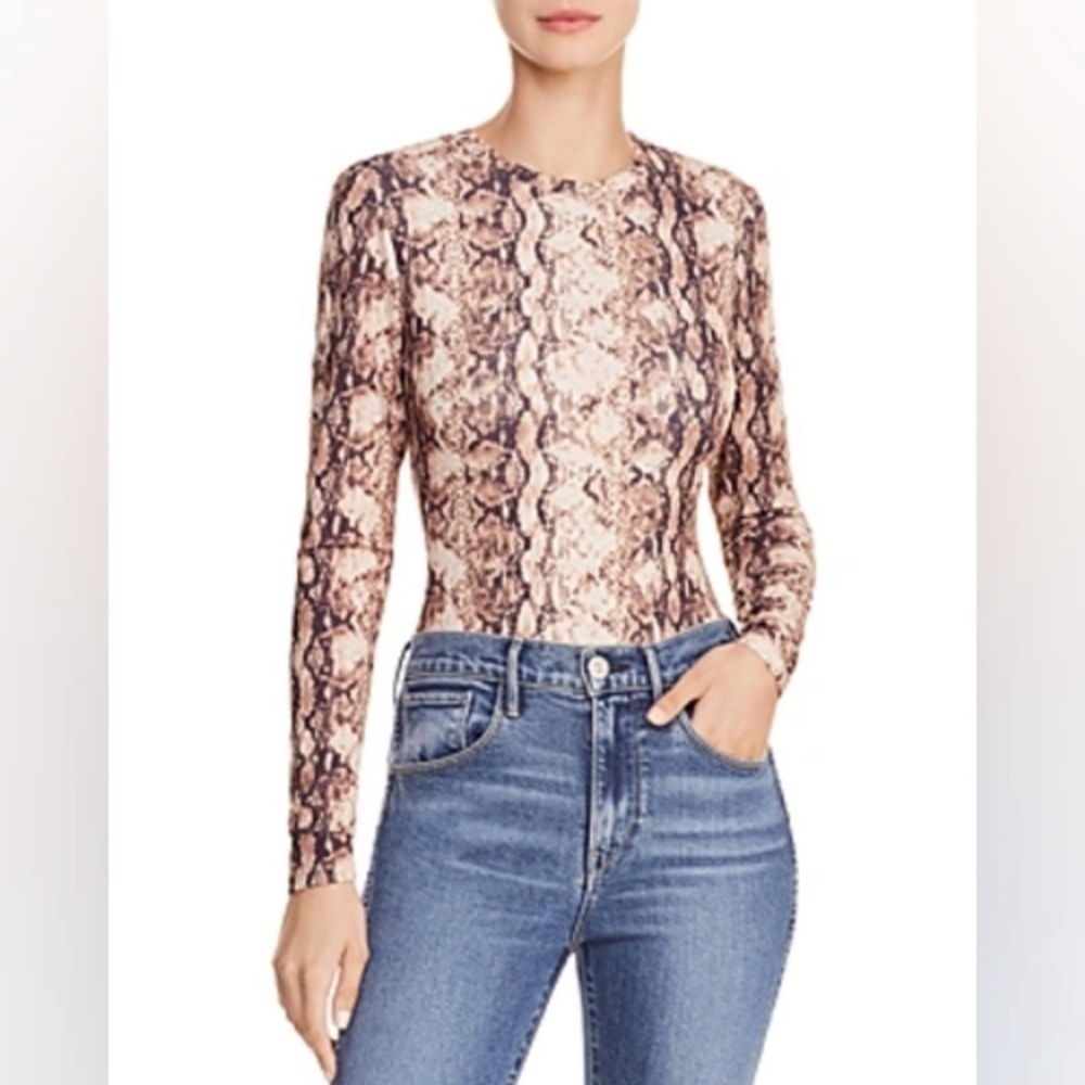 Ronny Kobo Snakeskin Print Bodysuit Size S EUC